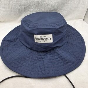 Backcountry Hat Boonie Navy Blue Ripstop Chin Strap Sun‎ Wide Brim Mens Hiking